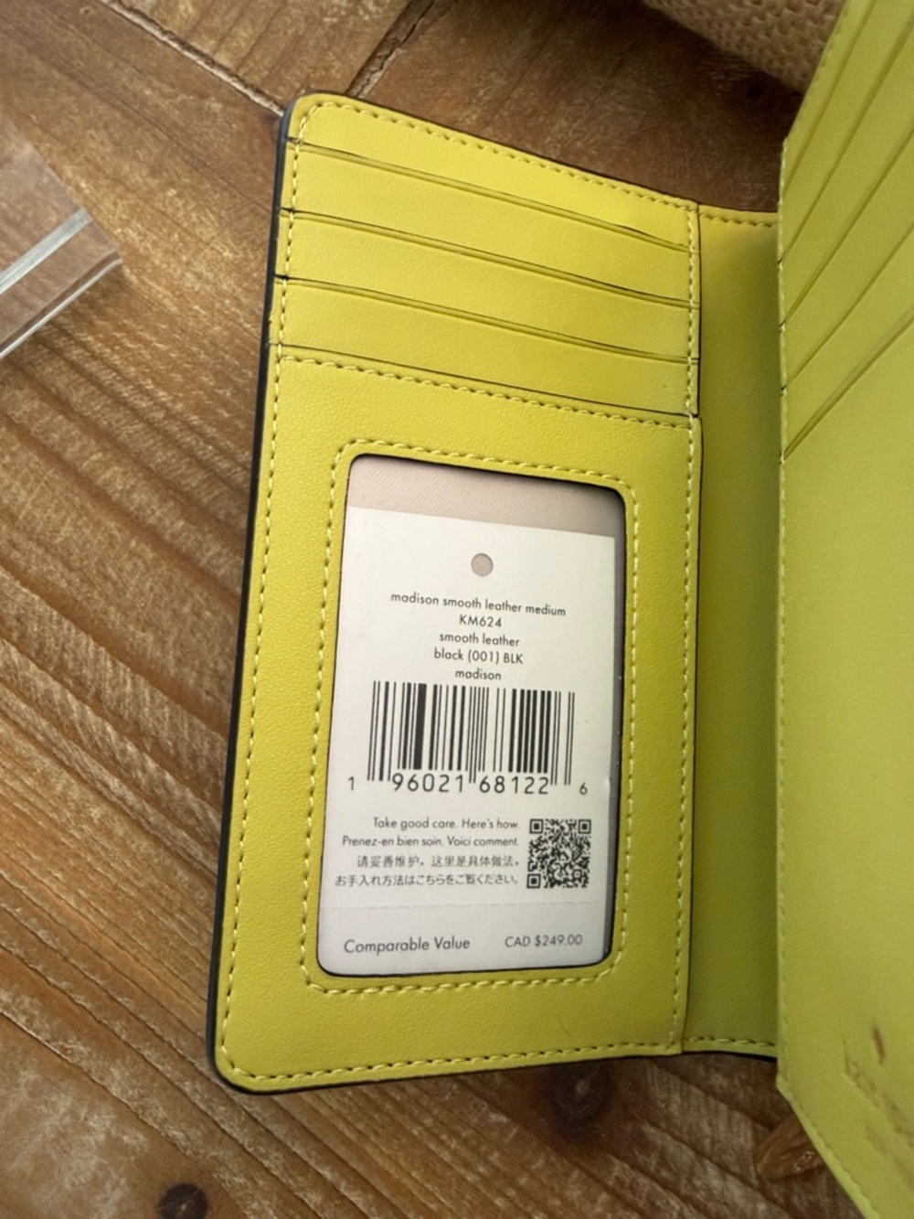 kate spade black wallet with lime interior and gold logo - Picture 5 of 5